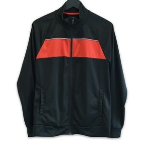 Athletic Works Track Jacket Mens S Black Red Colorblock Sporty Athleisure